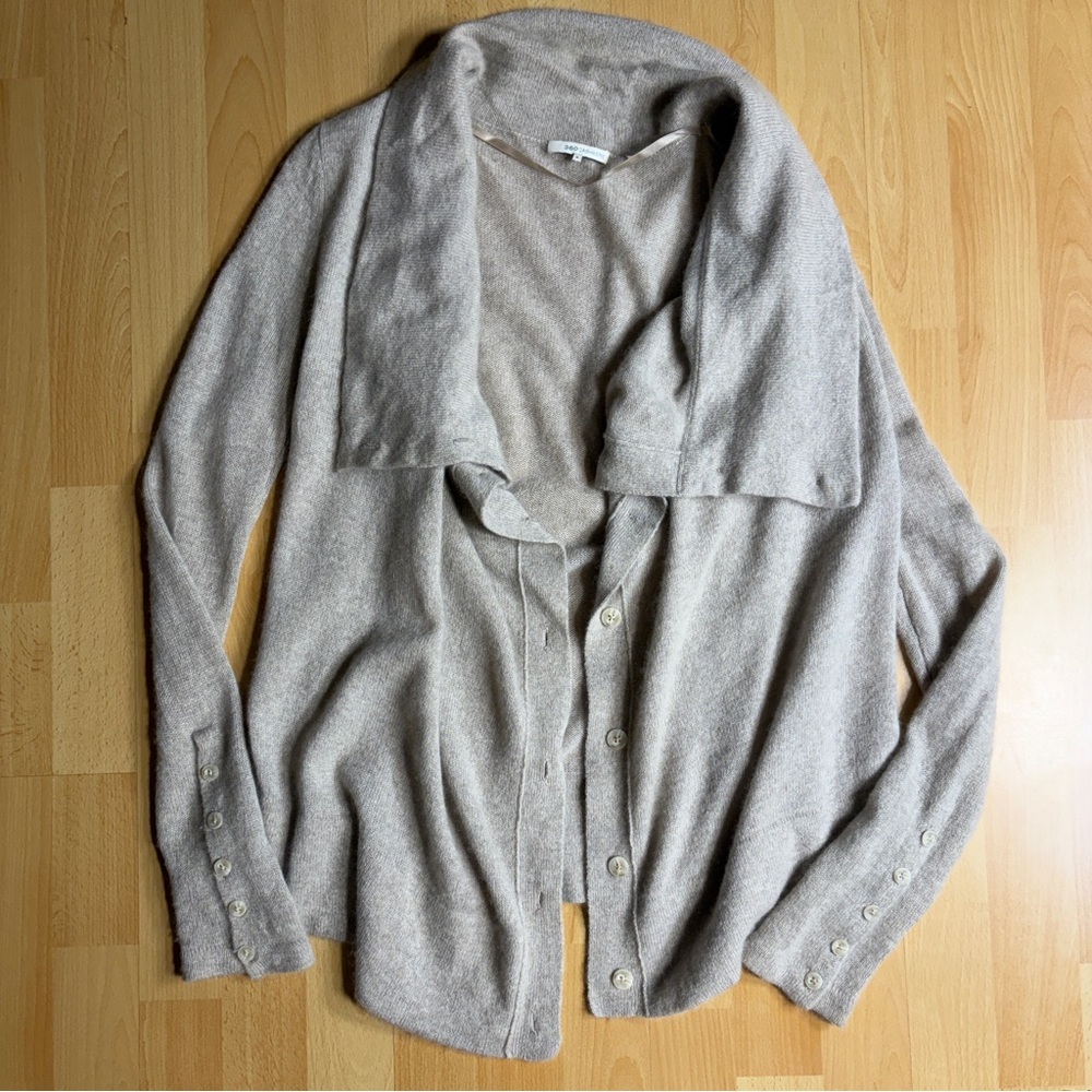 360 Cashmere Tan‎ Drape Front Cardigan